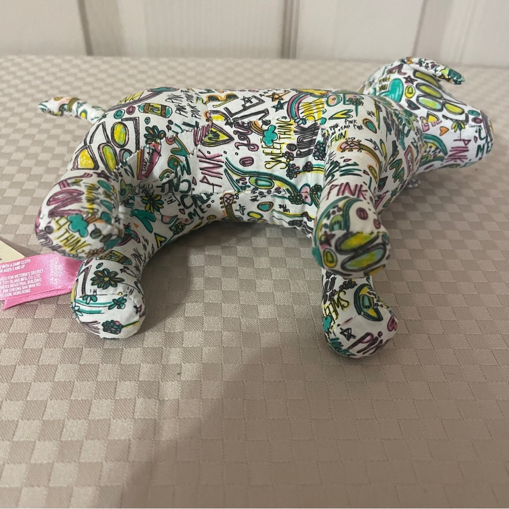 Victoria's Secret Pink collectible graffiti print stuffed plush dog. - Picture 5 of 5